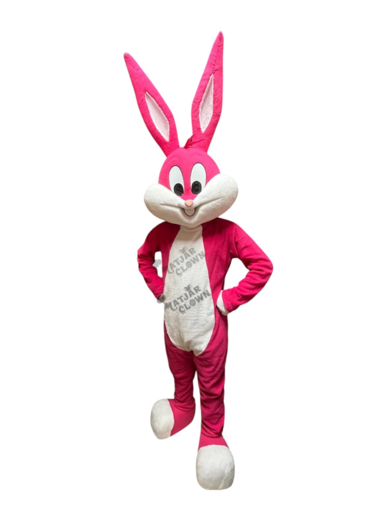 Mascotte Bugs Bunny Rose – Costume Mascotte Lapin Cartoon Professionnel pour Animations et Événements