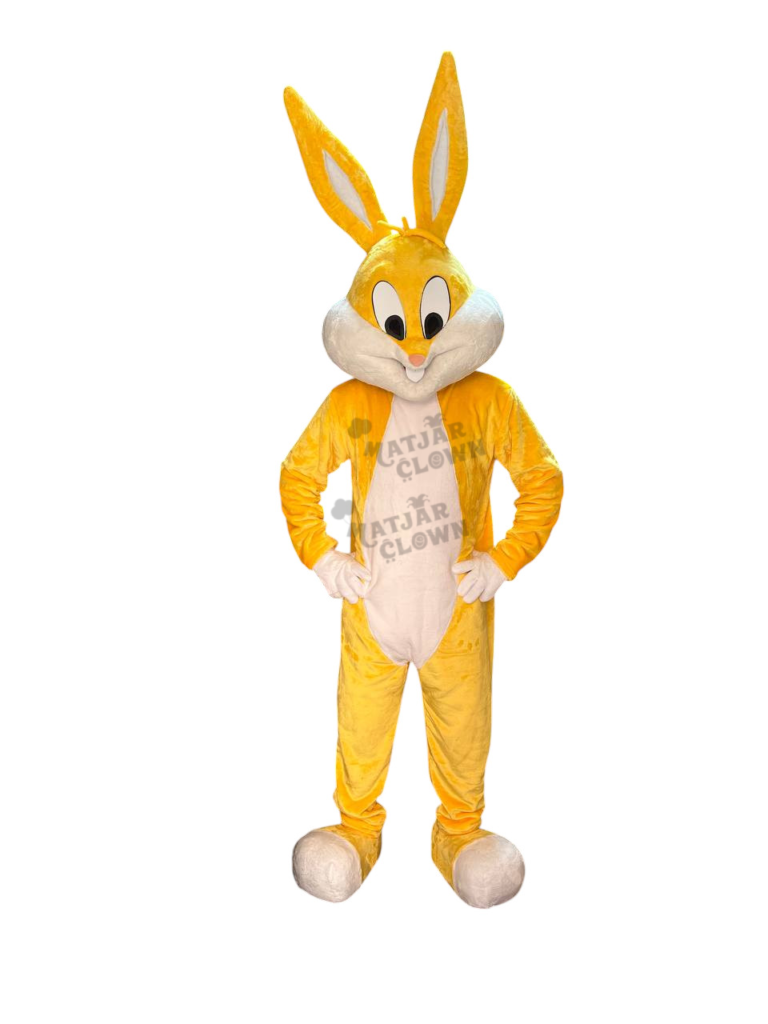 Mascotte Bugs Bunny Jaune – Costume Mascotte Lapin Cartoon Haute Qualité pour Animations et Événements